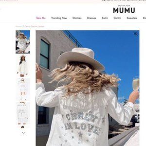 Show me your Mumu Crazy in Love Bachelorette Denim Jacket Oversized size XS